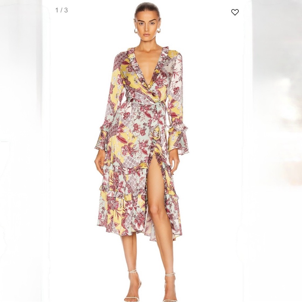 Alexis Wiera Floral Wrap Dress in Yellow and Purple